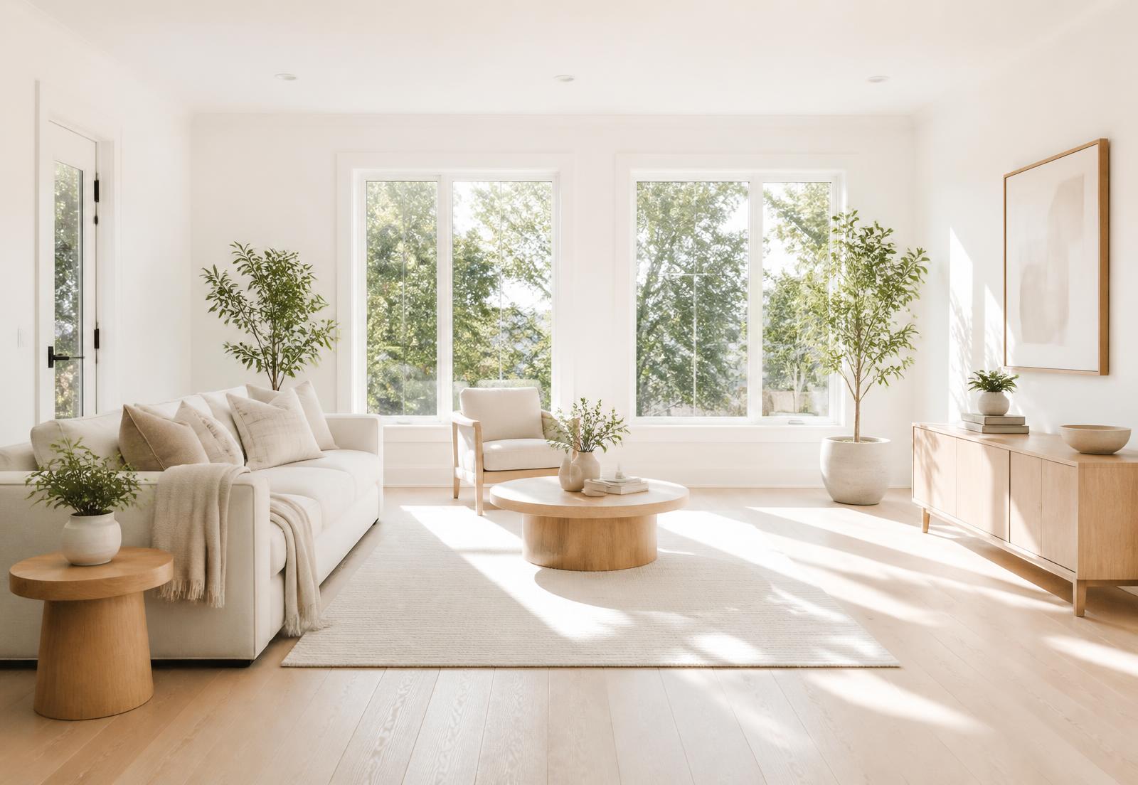 Bright, freshly cleaned living room in a Turku home